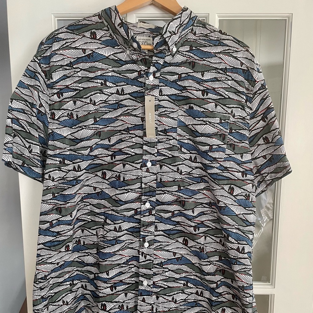 J. Crew Lightweight Cotton Short Sleeve Printed Shirt